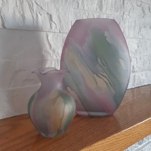 2 Glass Vintage Vases